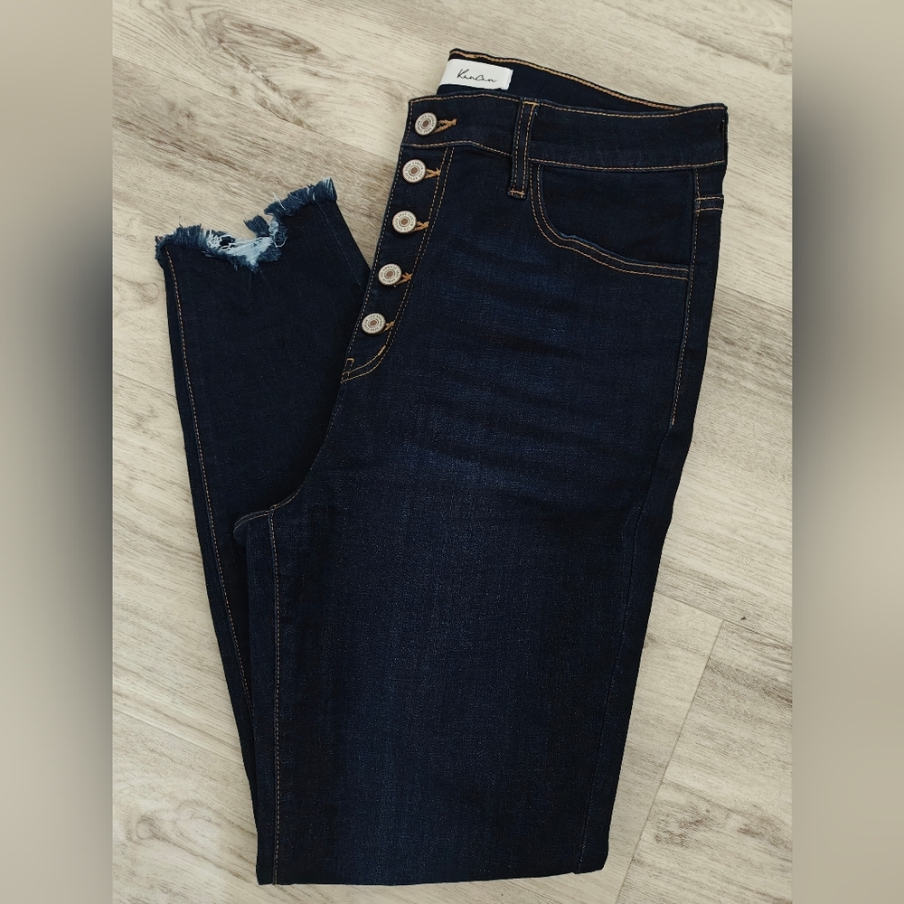 KanCan Ankle Cropped Jeans in Dark Blue 13/30